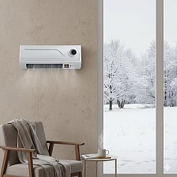 Икономична Вентилаторна печка за стена Rosberg,2000W, Дистанционно управление, Таймер, LED дисплей, Бял Икономична Вентилаторна печка за стена Rosberg,2000W, Дистанционно управление, Таймер, LED дисплей, Бял
