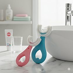  Иновативната четка за зъби за деца с U образна форма комплект от 2 броя