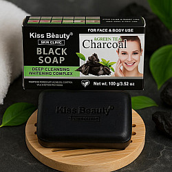 Сапун за лице и тяло с активен въглен и зелен чай Kiss Beauty Black Soap