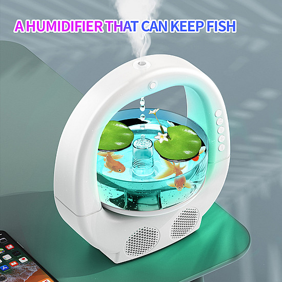 Антигравитационен овлажнител и дифузер Fishy с Bluetooth колонка и LED RGB подсветка | Аромадифузери