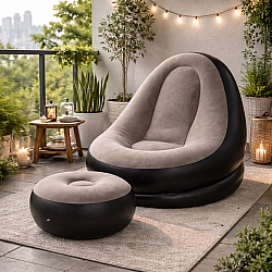 Преносим Надуваем Комплект от Кресло и Табуретка Inflatable Sofa