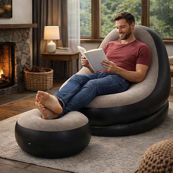 Преносим Надуваем Комплект от Кресло и Табуретка Inflatable Sofa | Свободно време