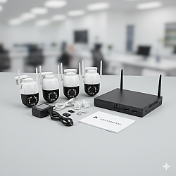 Безжичен WiFi комплект EV1026 с 4 камери 12MP 4K Ultra HD + DVR за видеонаблюдение