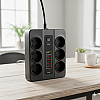 Универсален разклонител с 6 гнезда,3.4А, 5 USB порта и 1 Type-C портала, 3000W, Power Socket  QC3.0. | Тв Бокс и Аксесоари