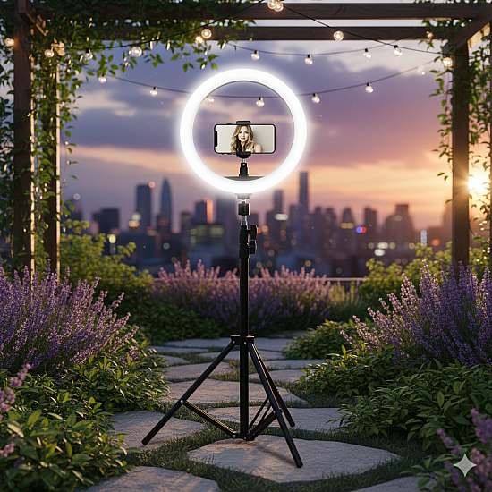 LED ринг лампа RING FILL LIGHT с трипод и дистанционно - 10 и 12 инча, височина 210 см | Аксесоари