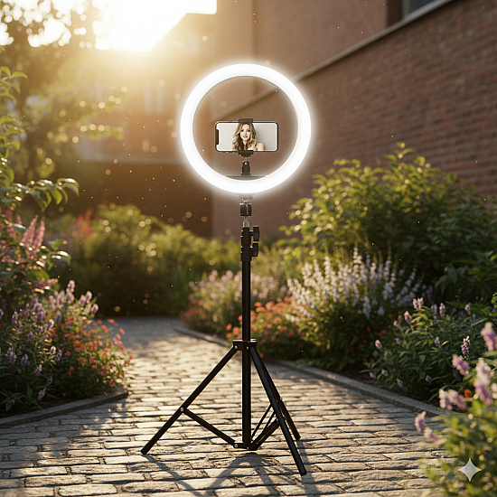 LED ринг лампа RING FILL LIGHT с трипод и дистанционно - 10 и 12 инча, височина 210 см | Аксесоари