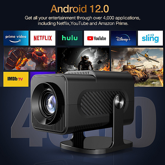 Проектор HCS350 Pro Ретро с конзола за видеоигри, два джойстика и Android 12.0 TV OS | Видео игри