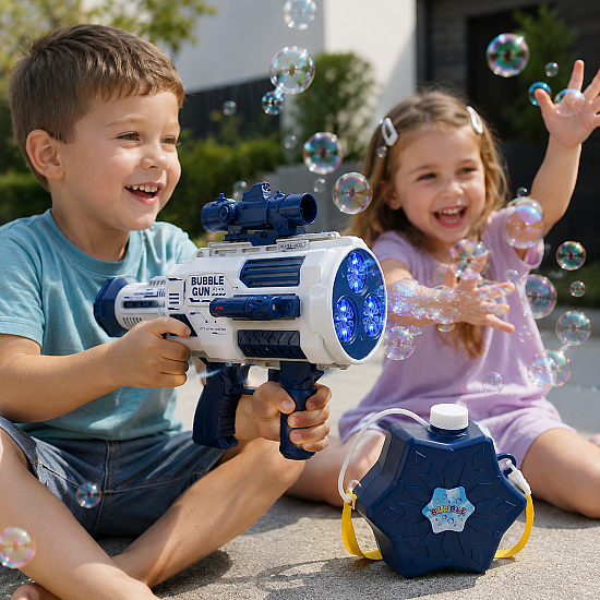 Мощна Bubble базука автомат с LED светлини | Детски Играчки