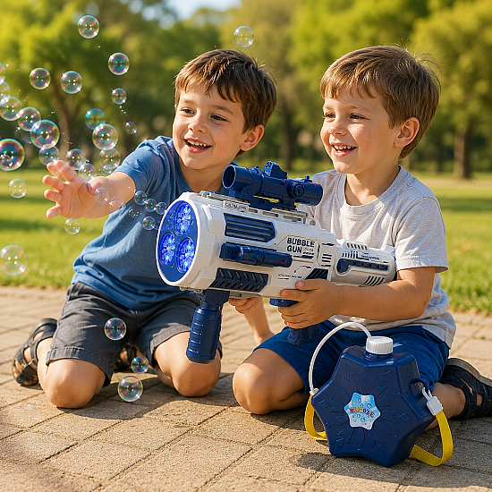 Мощна Bubble базука автомат с LED светлини | Детски Играчки