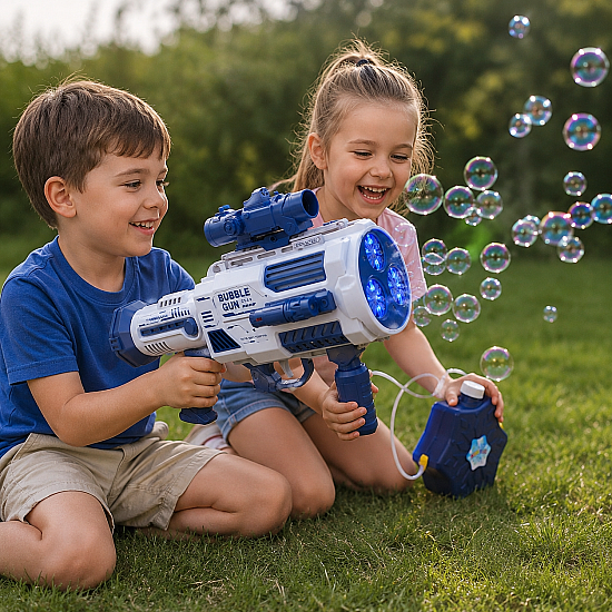 Мощна Bubble базука автомат с LED светлини | Детски Играчки