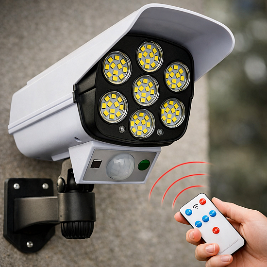LED Соларна Лампа тип Камера с дистанционно 180W Мощност 77LED | Осветителни тела