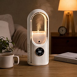 Компактен USB вентилатор с овлажнител, пречиствател на въздух и LED светлина EV1126