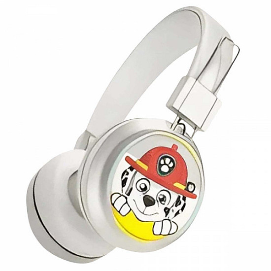 Детски безжични светещи слушалки Paw Patrol с далматинеца Маршал - бели MF-202E с Bluetooth 5.3 | Слушалки