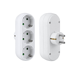 Разклонител , 3 Гнезда, 220V, Без кабел, Бял - 17707
