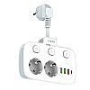 Разклонител LDNIO SE2435, 2 гнезда, CEE 7/3, 2500W, 1 x Type-C F, 3 x USB F, PD, QC, Бял - 40296 | Смарт устройства