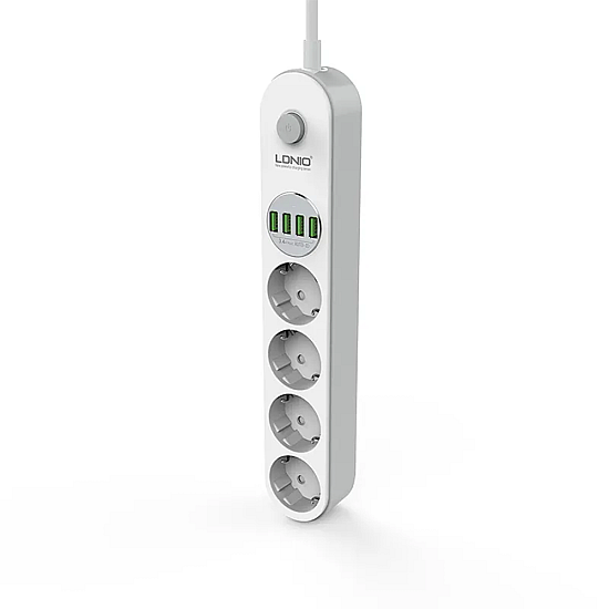 Разклонител LDNIO SE4432, 4 гнезда, CEE 7/3, 2500W, 4 x USB F, 2.0m, Бял - 40299 Разклонител LDNIO SE4432, 4 гнезда, CEE 7/3, 2500W, 4 x USB F, 2.0m, Бял - 40299 | Смарт устройства