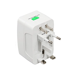 Универсален преходник - зарядно 2xUSB, 1.0A, EU/US/UK/AU към EU/US/UK/AU, 220V, Бял - 17708