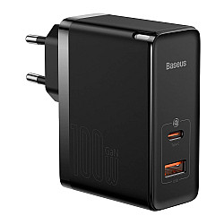 Мрежово зарядно устройство Baseus GaN5 Pro Fast, 100W, С PD кабел, Черен - 40411 Мрежово зарядно устройство Baseus GaN5 Pro Fast, 100W, С PD кабел, Черен - 40411
