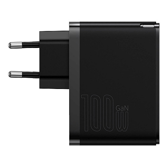 Мрежово зарядно устройство Baseus GaN5 Pro Fast, 100W, С PD кабел, Черен - 40411 | Зарядни за лаптоп