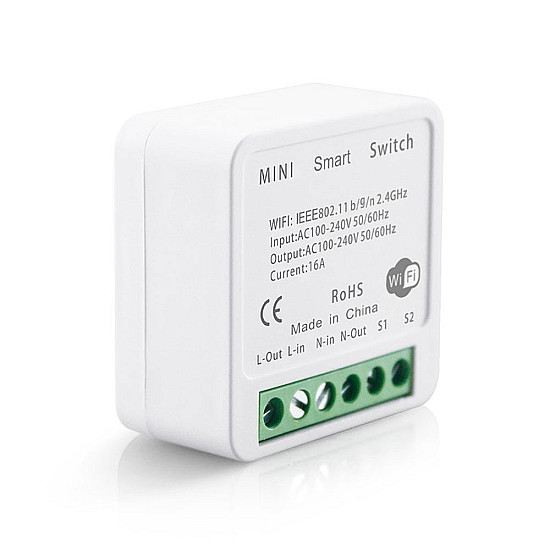 Смарт превключвател  PST-AP-SMT, 1 канал, 220V, 16A, Wi-Fi, Tuya Smart, Бял - 91021 | Смарт устройства
