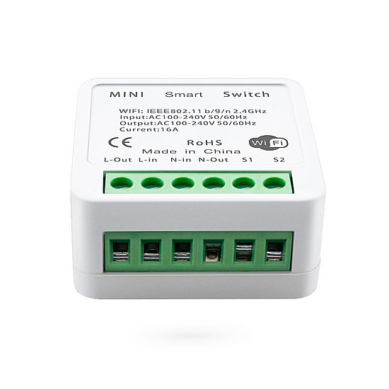 Смарт превключвател  PST-AP-SMT, 1 канал, 220V, 16A, Wi-Fi, Tuya Smart, Бял - 91021 | Смарт устройства