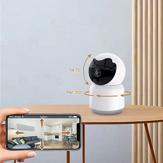 Смарт охранителна камера  PST-C10A-1MP, 1.0Mp, Вътрешен монтаж, Wi-Fi, Tuya Smart, Бял - 91025 | Видео и Фото камери