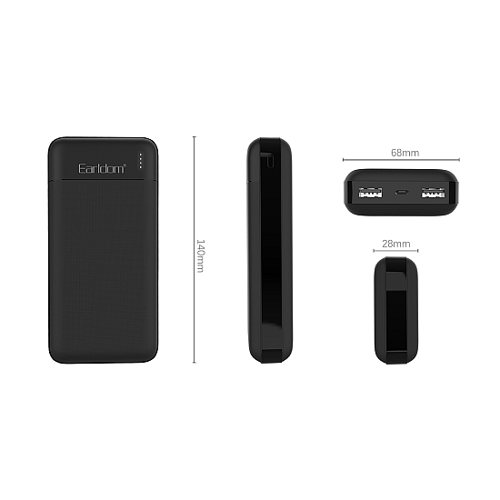 Преносима батерия Earldom ET-PB50. 20000mAh, Черен - 87058 | Аксесоари за телефон