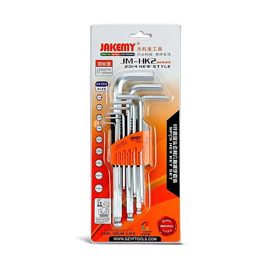 Комплект шестограми Jakemy JM-HK2-1, 9 броя, CR-V - 17645 | Инструменти