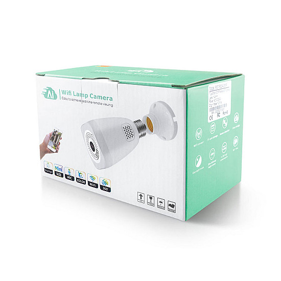 Смарт охранителна камера PST-F30A-3MP, 3.0Mp, Fisheye, За фасунга E27, Wi-Fi, Tuya Smart, Бял - 91030 Смарт охранителна камера PST-F30A-3MP, 3.0Mp, Fisheye, За фасунга E27, Wi-Fi, Tuya Smart, Бял - 91030 | Видео и Фото камери
