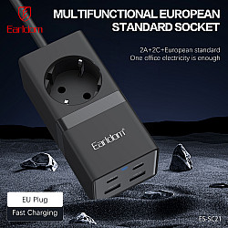Удължител Earldom ES-SC21, 1 гнездо, CEE 7/3, 2 х USB F, 2 x USB-C, 1м., Черен - 40521 Удължител Earldom ES-SC21, 1 гнездо, CEE 7/3, 2 х USB F, 2 x USB-C, 1м., Черен - 40521