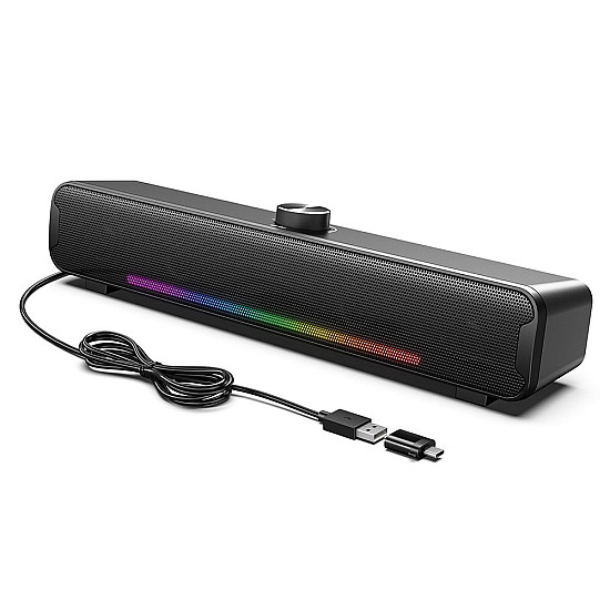 Тонколона Саундбар Onikuma L16, 2x5W, Bluetooth, USB, RGB | Безжични колони