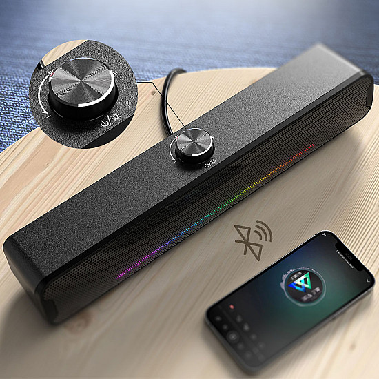 Тонколона Саундбар Onikuma L16, 2x5W, Bluetooth, USB, RGB | Безжични колони