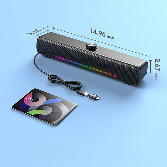 Тонколона Саундбар Onikuma L16, 2x5W, Bluetooth, USB, RGB | Безжични колони