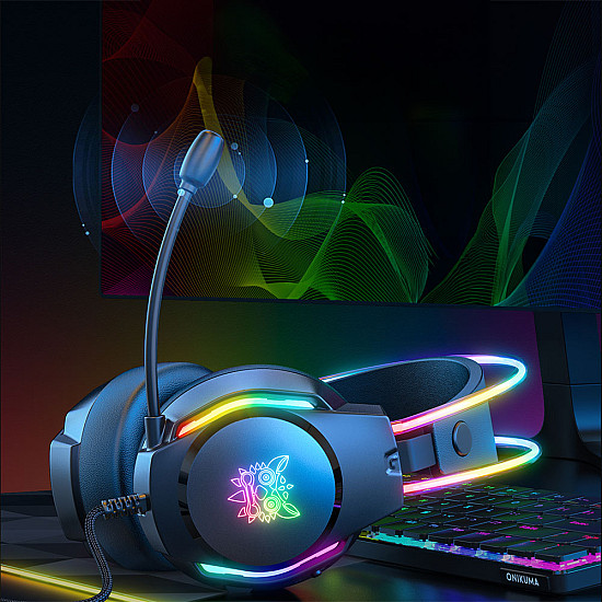 Слушалки Onikuma X26, За компютър, Микрофон, Подсветка, 3.5mm, USB | Слушалки