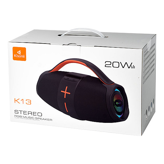 Тонколона Kisonli K13, Bluetooth, USB, SD, AUX, RGB | Безжични колони