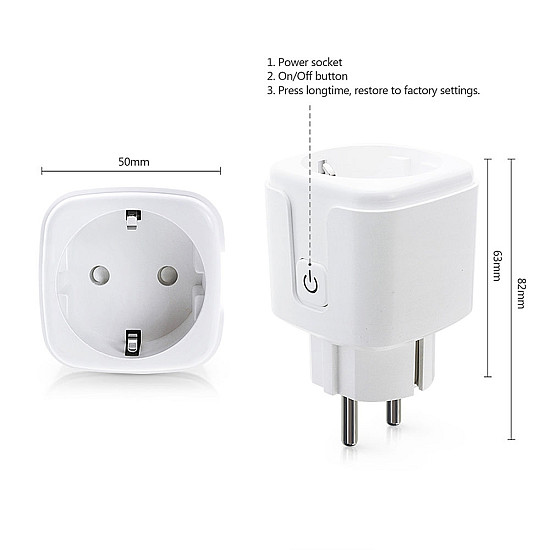 Смарт контакт PST-ZEU-003, Мониторинг, 220V, 16A, Wi-Fi, Tuya Smart, Бял - 91017 Смарт контакт PST-ZEU-003, Мониторинг, 220V, 16A, Wi-Fi, Tuya Smart, Бял - 91017 | Смарт устройства