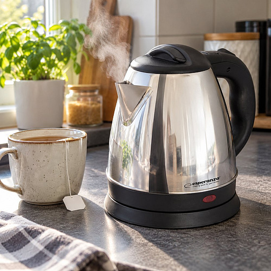 Електрическа кана Esperanza EKK116S Spring, 1350W, 1 л., Сребрист, неръж. стомана Електрическа кана Esperanza EKK116S Spring, 1350W, 1 л., Сребрист, неръж. стомана | Уреди за Готвене
