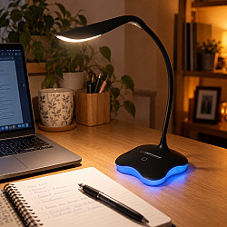 Лампа настолна Esperanza ELD105K Mimosa LED, 3W, светеща основа, двойно захранване, Черен