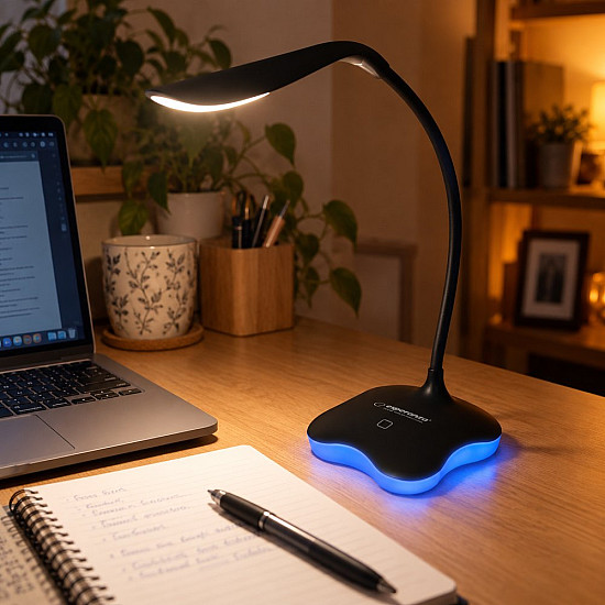 Лампа настолна Esperanza ELD105K Mimosa LED, 3W, светеща основа, двойно захранване, Черен | Декорации и Аксесоари
