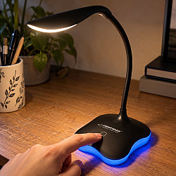 Лампа настолна Esperanza ELD105K Mimosa LED, 3W, светеща основа, двойно захранване, Черен