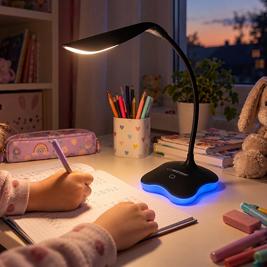 Лампа настолна Esperanza ELD105K Mimosa LED, 3W, светеща основа, двойно захранване, Черен | Декорации и Аксесоари