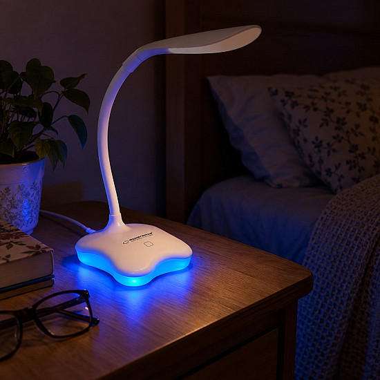 Лампа настолна Esperanza ELD105W Mimosa LED, 3W, светеща основа, двойно захранване, Бял | Декорации и Аксесоари