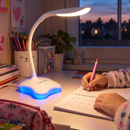 Лампа настолна Esperanza ELD105W Mimosa LED, 3W, светеща основа, двойно захранване, Бял | Декорации и Аксесоари
