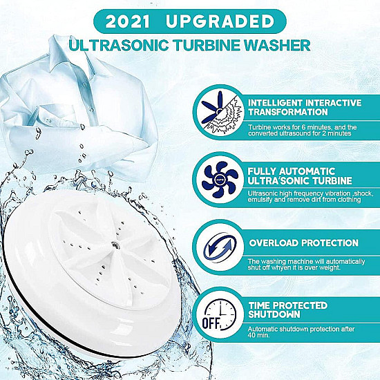 Ултразвукова Мини Пералня Ultrasonic Turbine Wash - Компактно и Ефективно Пране Навсякъде | Домашни потреби и Органайзери