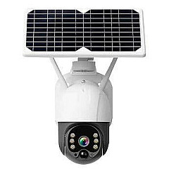 Безжична соларна WIFI камера, 3MP резолюция, микрофон, SD карта слот, бял/черен