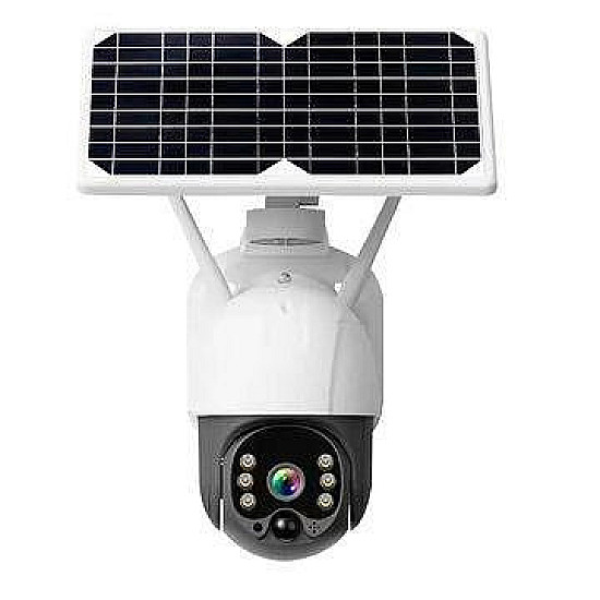 Безжична соларна WIFI камера, 3MP резолюция, микрофон, SD карта слот, бял/черен | Видео и Фото камери