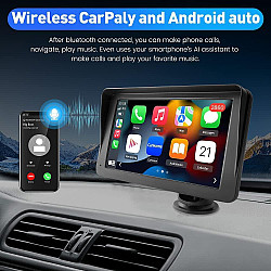 Преносима Мултимедия за Автомобил, Безжичен Apple Carplay и Android Auto Car Stereo, 7-инчов IPS сензорен екран и Bluetooth 5.0 Hands-Free Audio, Mir