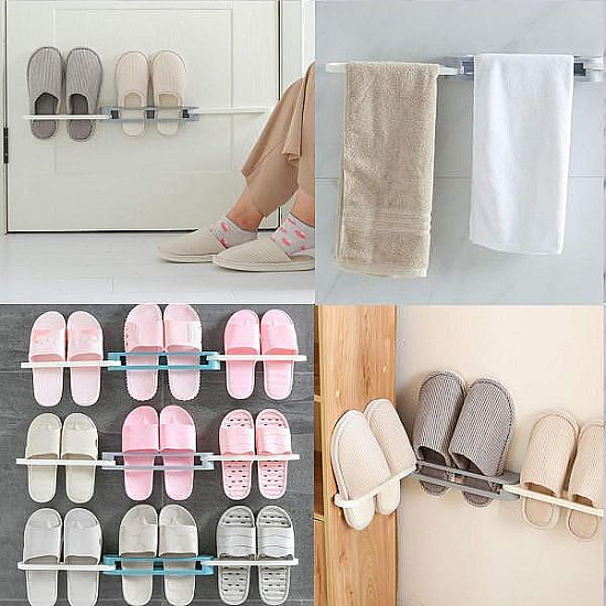 Стенен органайзер за обувки, 3в1 - Bathroom Slippers Rack | Домашни потреби и Органайзери