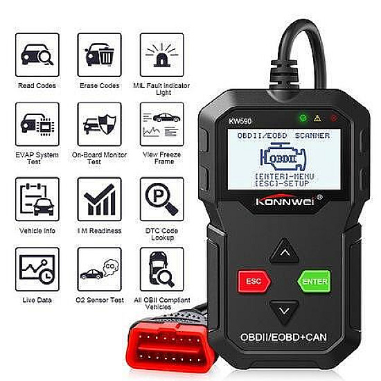 Уред за автомобилна диагностика Konnwei KW590 OBD II - прецизна диагностика и анализ на автомобилни проблеми | Принадлежности