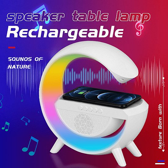 Smart LED лампа с 15W безжично бързо зареждане, високоговорител, часовник HM-2301 | Тв Бокс и Аксесоари